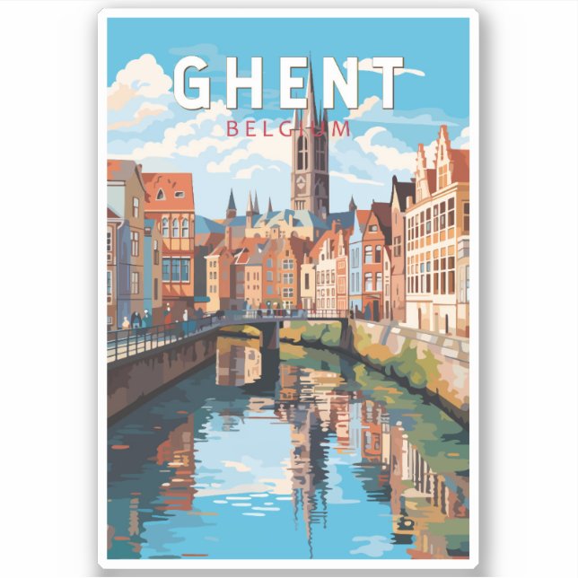 Pegatina Ghent Belgium Viaje de arte (Anverso)