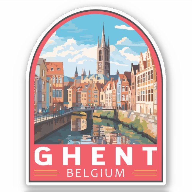 Pegatina Ghent Belgium Viaje de arte (Anverso)