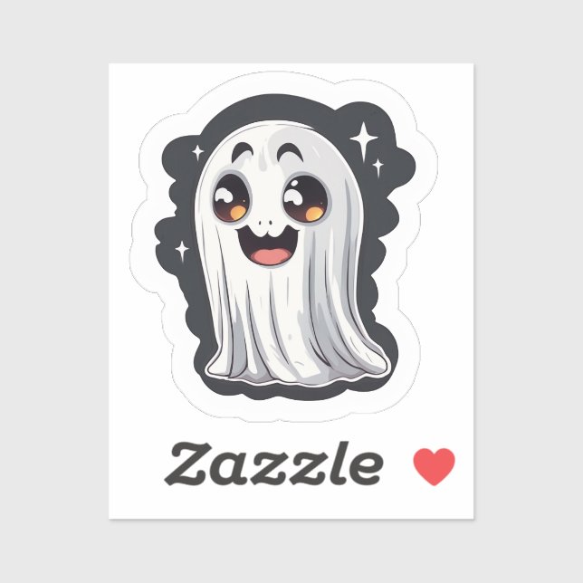 Pegatina Ghost de Personalizado Cute Happy (Hoja)