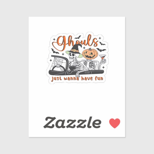 Pegatina Ghouls solo quiere divertirse - Halloween Skeletts (Hoja)