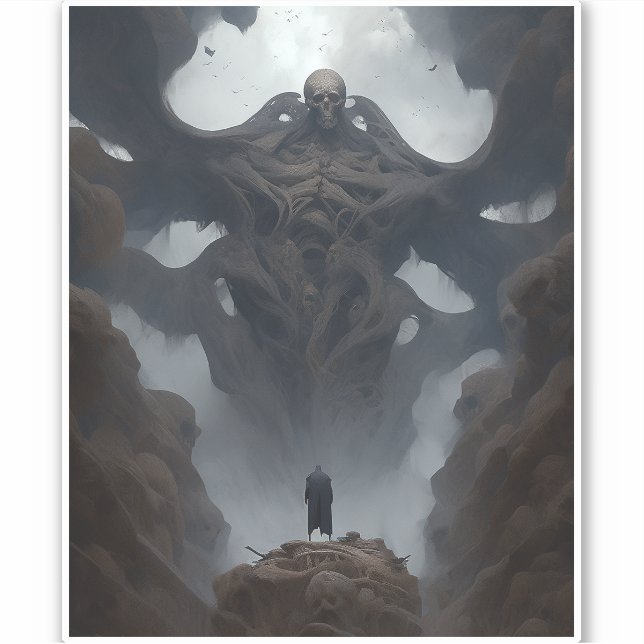 Pegatina Giant Demon Creature Oscuro Horror (Anverso)