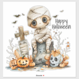 Pegatina Giggles de cementerio - Momento de Halloween de un