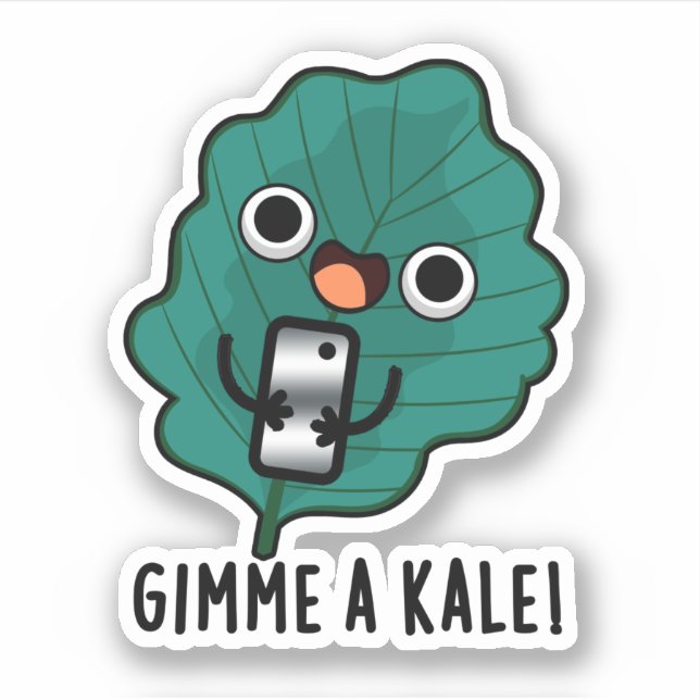 Pegatina Gimme A Kale Funny Veggie Pun (Anverso)