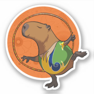 Pegatina Gimnasia de carpincho Fanático Arte de animal lind