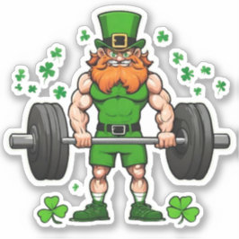 Pegatina Gimnasio St. Patrick's Day Funny Leprechaun Barbel