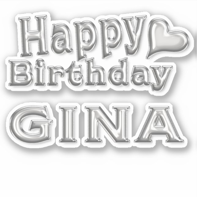 Pegatina Gina Happy Birthday silver Aufkleber Sticker (Anverso)