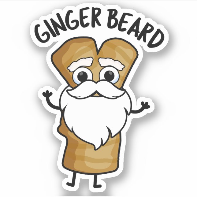 Pegatina Ginger Beard Funny Gingerbread Food Pun (Anverso)