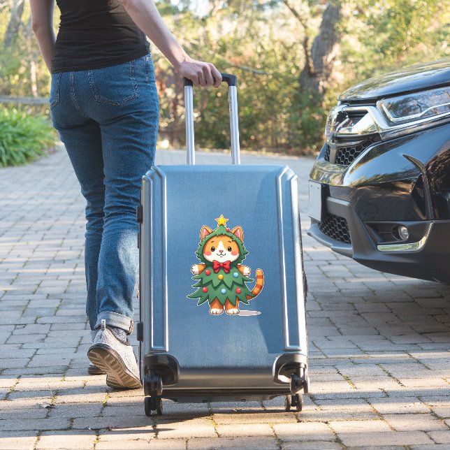 Pegatina Ginger Cat Christmas Tree Cute Xmas 3 (Maleta Insitu)