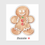 Pegatina Gingerbread Boy Christmas Sticker<br><div class="desc">Niño de pan de jengibre con botones coloridos Navidades decoración Pegatina.</div>