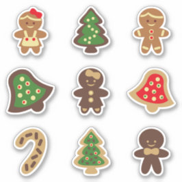 Pegatina Gingerbread People, Bells, Treys Navidades Cookies