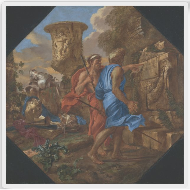 Pegatina Giovanni Benedetto Castiglione - Pastores Aradiano (Anverso)