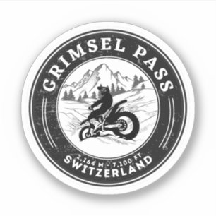 Pegatina Gira en moto del paso de Grimsel