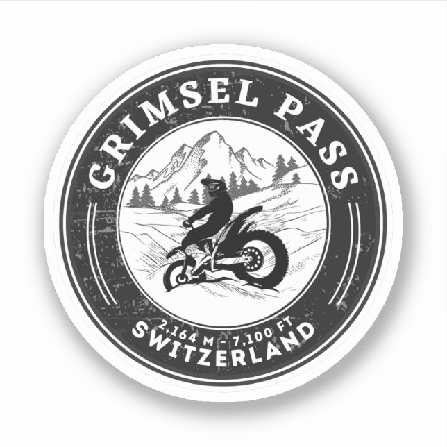 Pegatina Gira en moto del paso de Grimsel (Anverso)