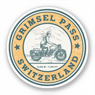 Pegatina Gira en moto del paso de Grimsel