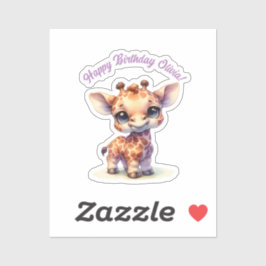 Pegatina Girafa de bebé lindo color agua