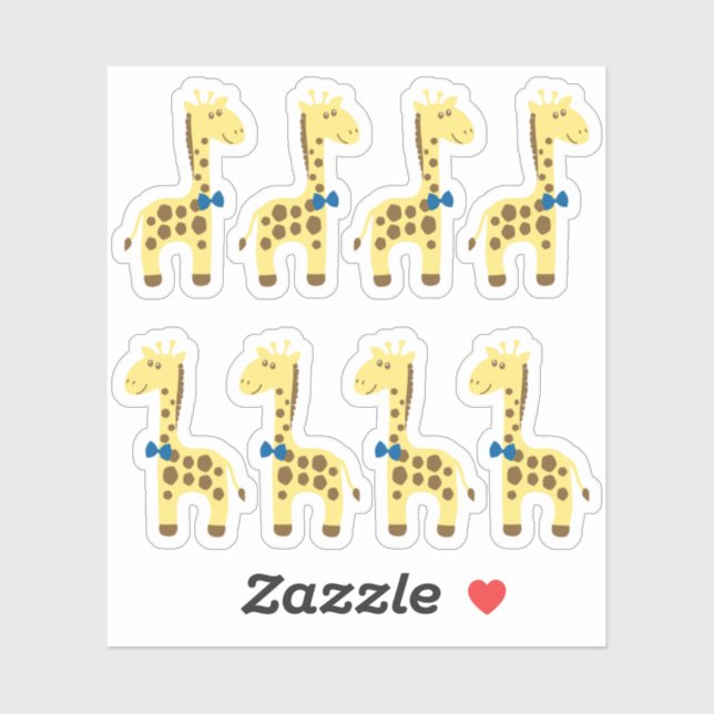 Pegatina Giraffe Baby Boy Blue Bow Planner / Scrapbook (Hoja)