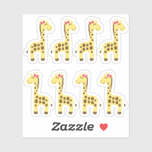 Pegatina Giraffe Baby Girl Pink Bow Planner / Scrapbook (Hoja)