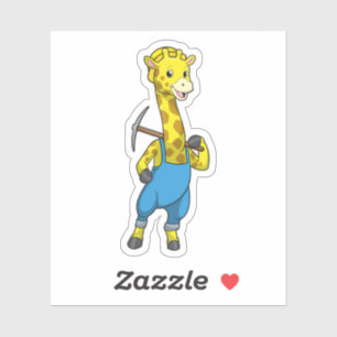 Pegatina Giraffe como minera con paquistaní