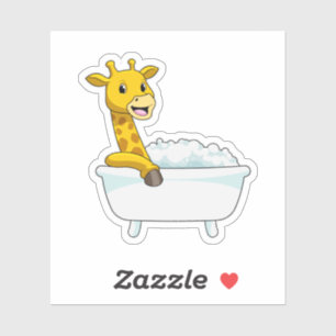 Pegatina Giraffe con bañera con espuma