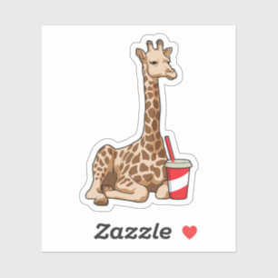 Pegatina Giraffe con bebida