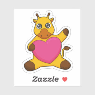 Pegatina Giraffe con corazón
