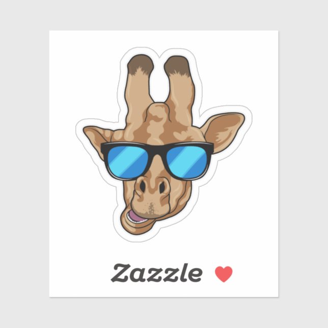 Pegatina Giraffe con gafas de sol (Hoja)