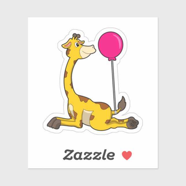 Pegatina Giraffe con globo (Hoja)