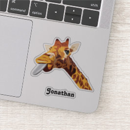 Pegatina Giraffe Con Lengua Púrpura Y Su Nombre Vinyl