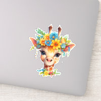 Giraffe cutánea con corona floral