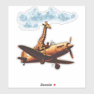 Pegatina Giraffe en un avión
