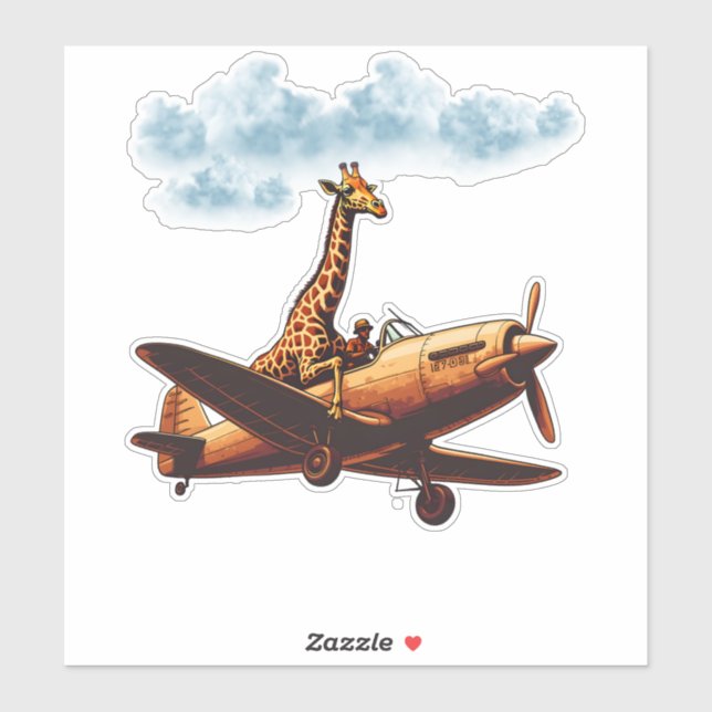 Pegatina Giraffe en un avión (Hoja)