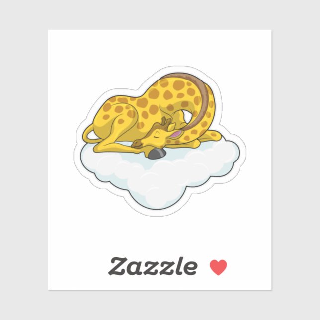 Pegatina Giraffe sobre las nubes (Hoja)