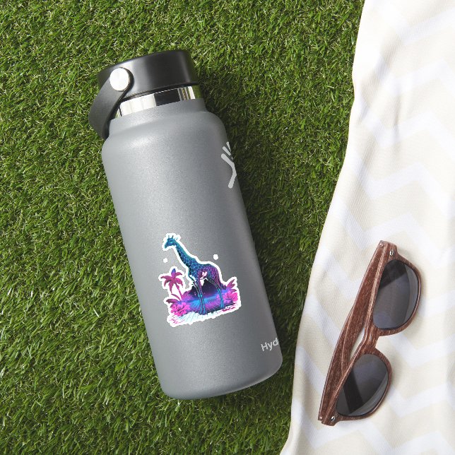 Pegatina Giraffe Synthwave Vaporwave Art (HydroFlask Insitu)