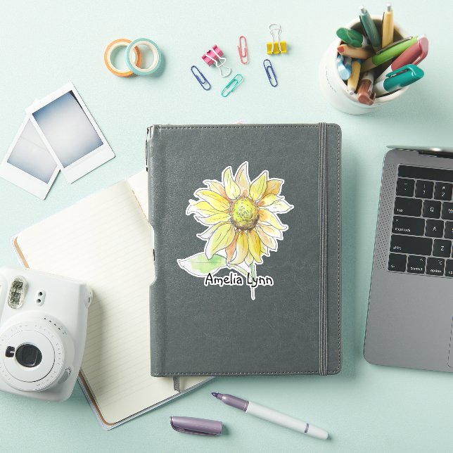 Pegatina Girasol Acuarela Personalizado (Funda para iPad)