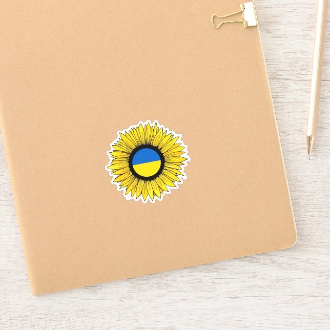Pegatina Girasol con bandera ucraniana (Cuaderno)