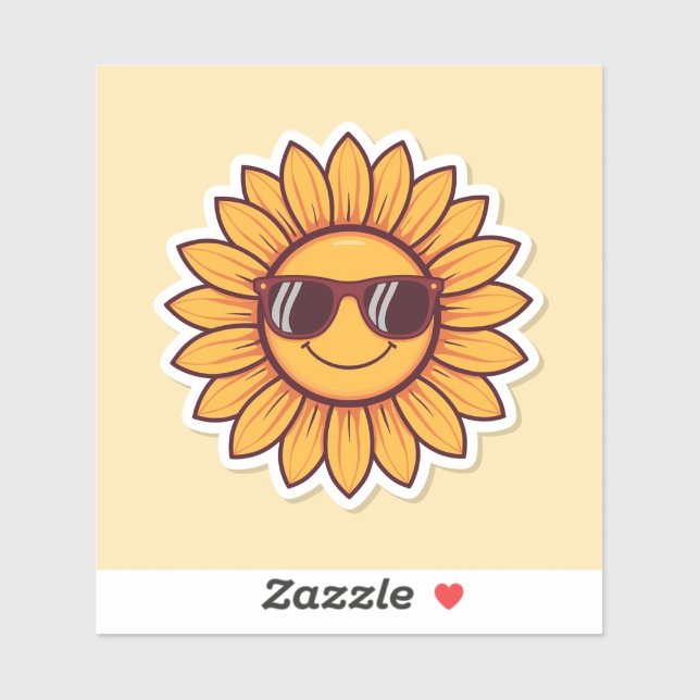 Pegatina Girasol Genial con Gafas de Sol (Hoja)