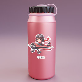 Pegatina Girl Flying Airplane cute cartoon Personalized