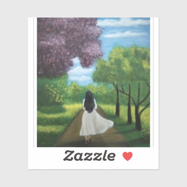 Pegatina Girl in White Dress (Hoja)