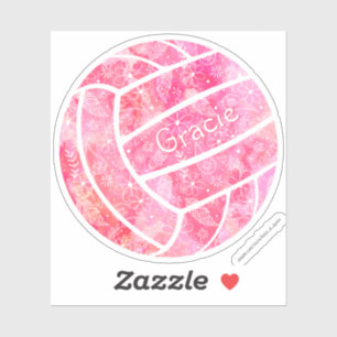 Pegatina girly boho plumas doodle voleibol rosa