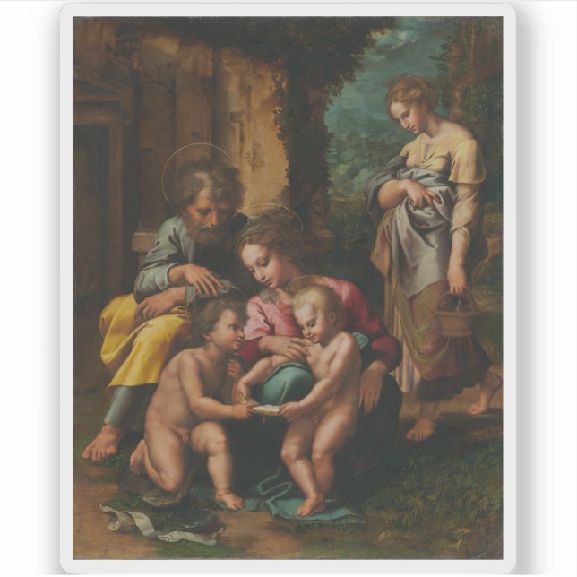 Pegatina Giulio Romano (Giulio Pippi) - La Sagrada Familia (Anverso)