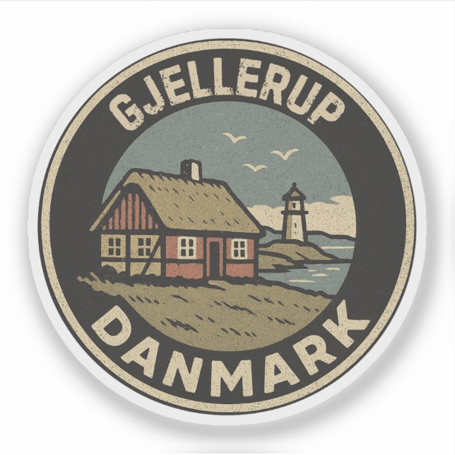 Pegatina Gjellerup, Dinamarca Danmark  (Anverso)