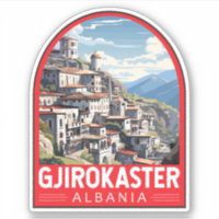 Gjirokaster Albania Vintage de arte de viajes