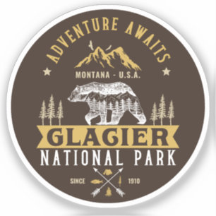 Pegatina Glacier national park Montana forest landscape