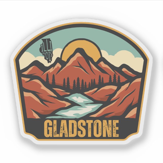 Pegatina Gladstone, Illinois (Anverso)
