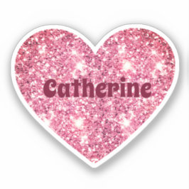Pegatina Glam Aesthetic Girly Pink Purpurina Heart Name