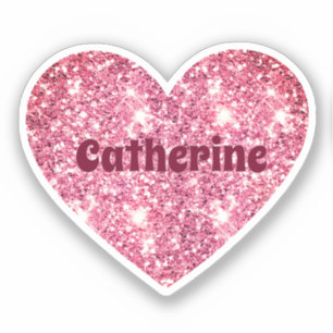 Pegatina Glam Aesthetic Girly Pink Purpurina Heart Name
