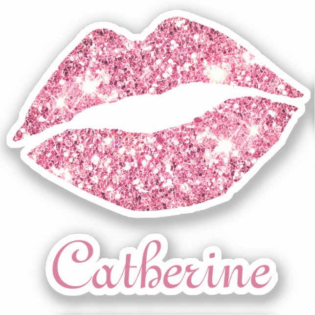 Pegatina Glam Aesthetic Girly Purpurina Rosa Nombre (Anverso)