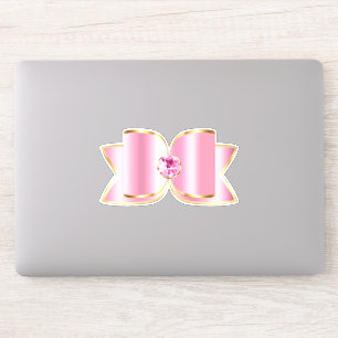 Pegatina Glam Bow rosa con piedra angular
