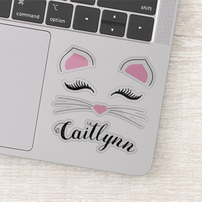 Pegatina Glam Cat Face Name (Detalle)