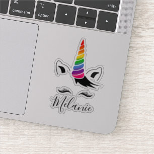 Pegatina Glam Rainbow Unicorn Nombre